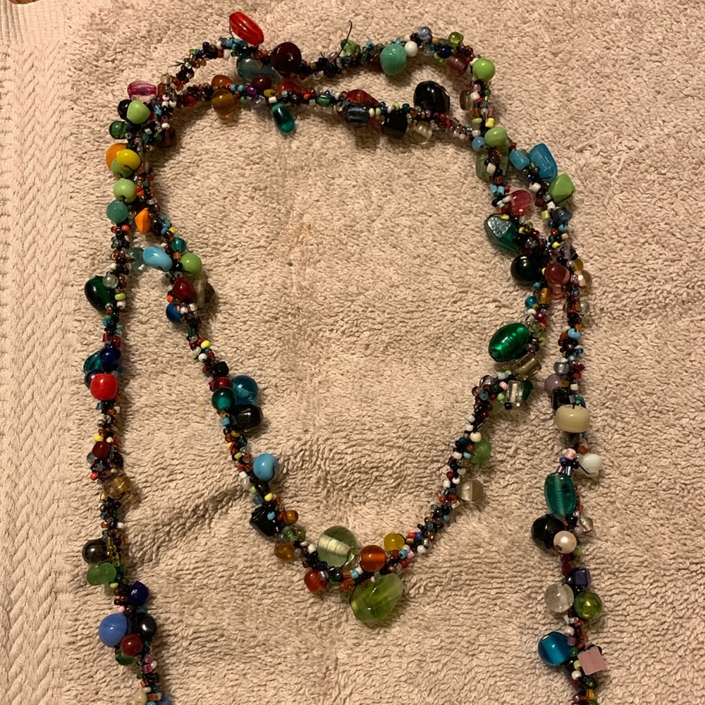 24in Multi colored glass beaded necklace